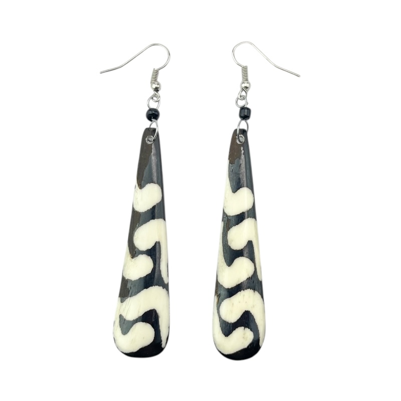 Mud Cloth Print Tear Drop Earrings 327-18