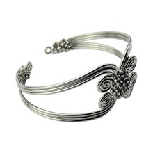 Silver Coil Weave Bracelet Bangle Closed