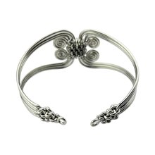 Silver Coil Weave Bracelet Bangle Closed