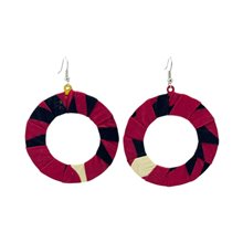 Large Round Kitenge Fabric Hoop Earrings