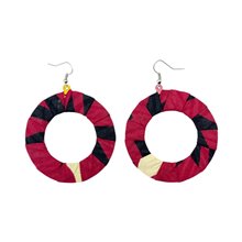 Large Round Kitenge Fabric Hoop Earrings