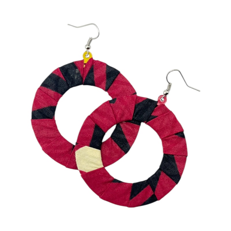 Large Round Kitenge Fabric Hoop Earrings