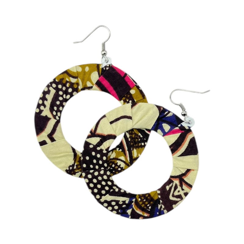 Kitabasamu Kitenge Earrings - Cream