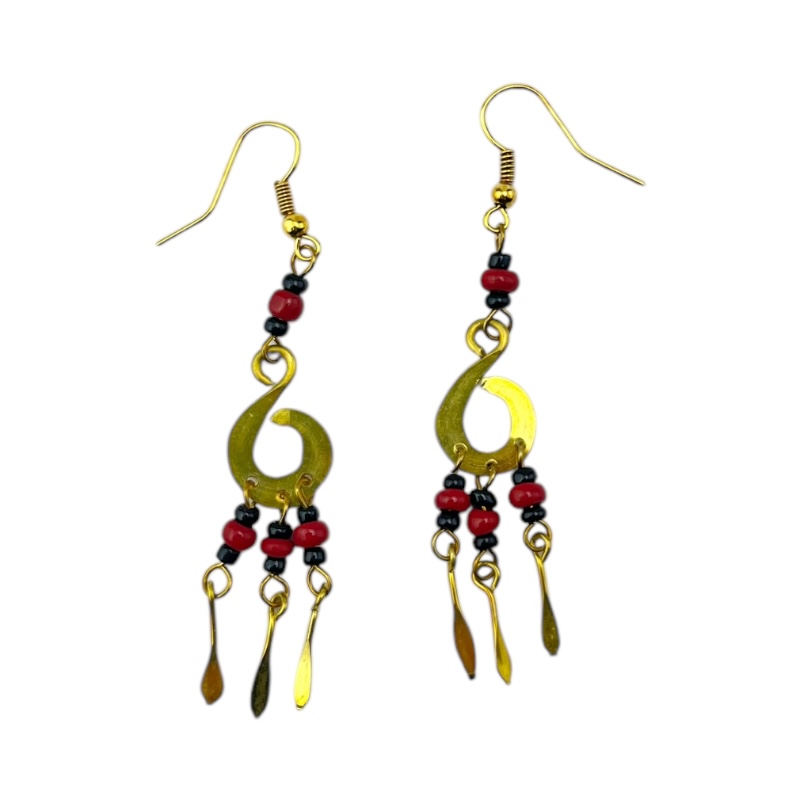 Rasta Tassle Brass Earrings