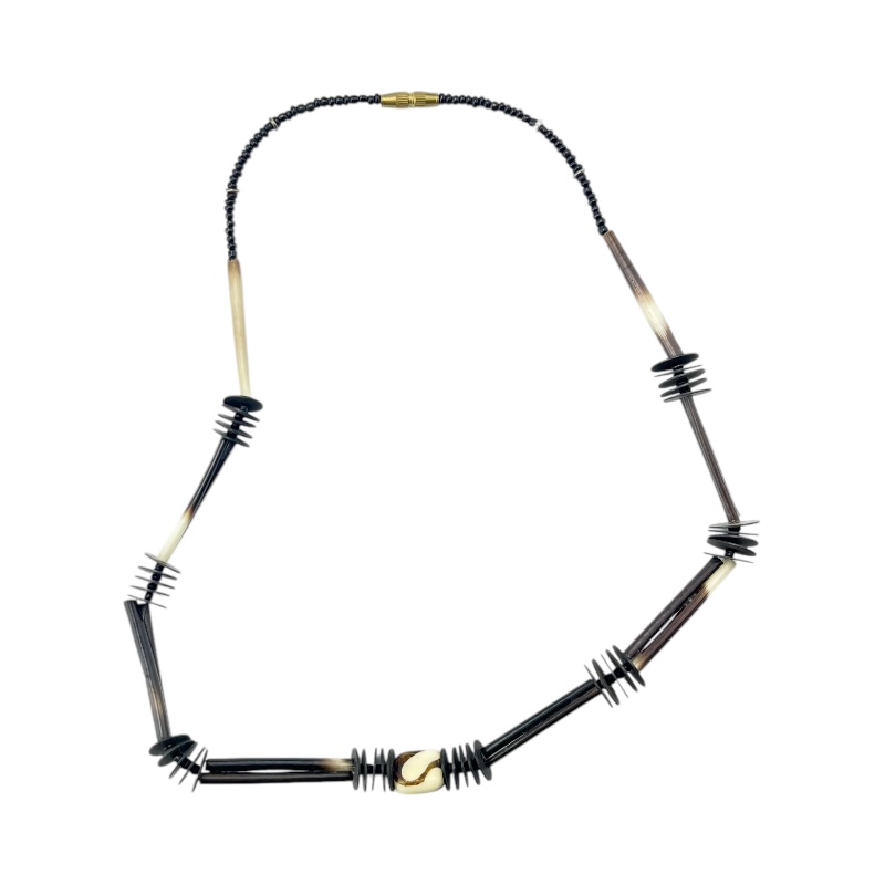 Maasai Iridescent Orange with Multi Color Bead Necklace