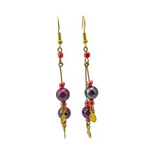 Maasai Multi-Colored Bead Stacked Dangle Earrings 700-7-15