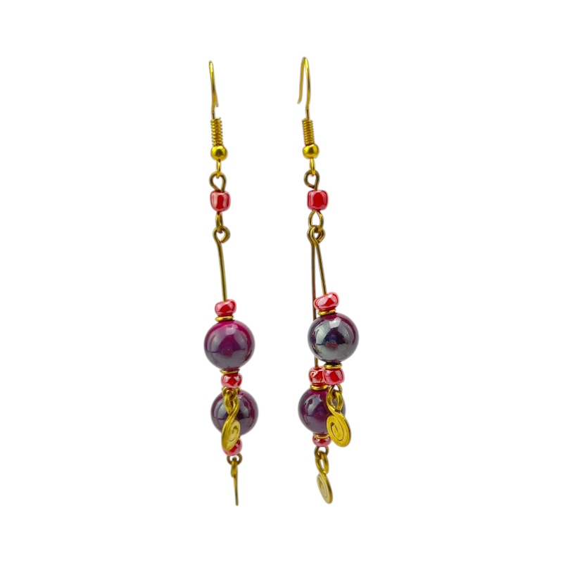 Maasai Multi-Colored Bead Stacked Dangle Earrings 700-7-15