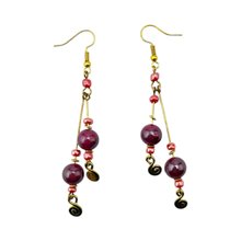 Maasai Multi-Colored Bead Stacked Dangle Earrings 700-7-15