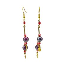 Maasai Multi-Colored Bead Stacked Dangle Earrings 700-7-15