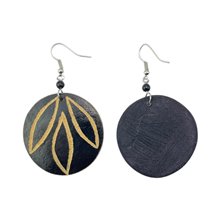 Mud Cloth Print Bone Earrings 681-24