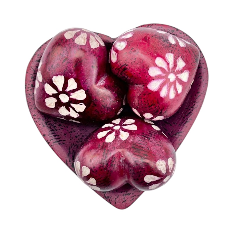 Kisii Soapstone Heart Set – Red