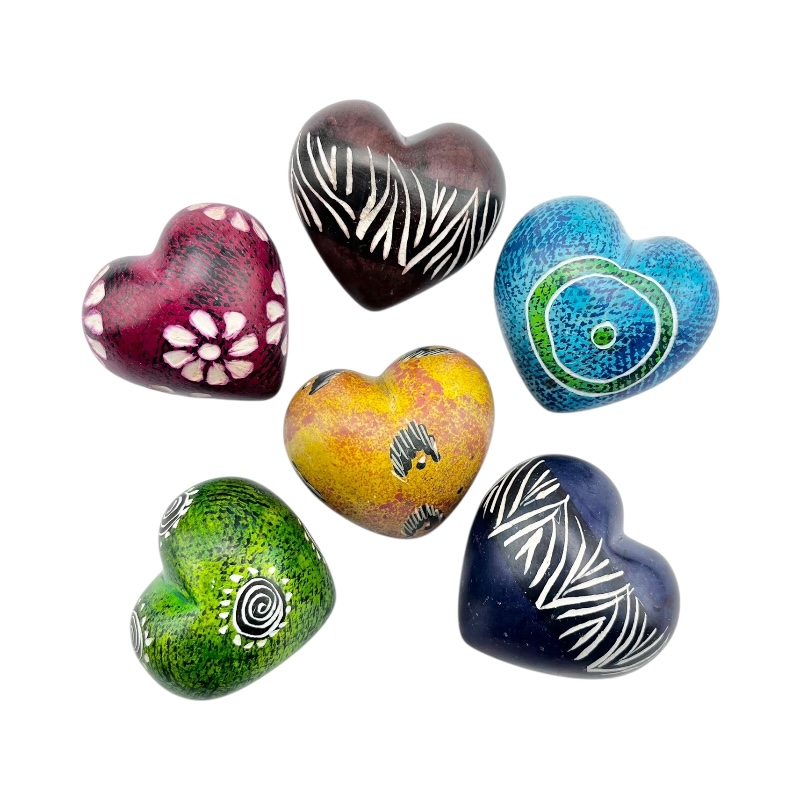 Kisii Soapstone Handcarved Hearts Set