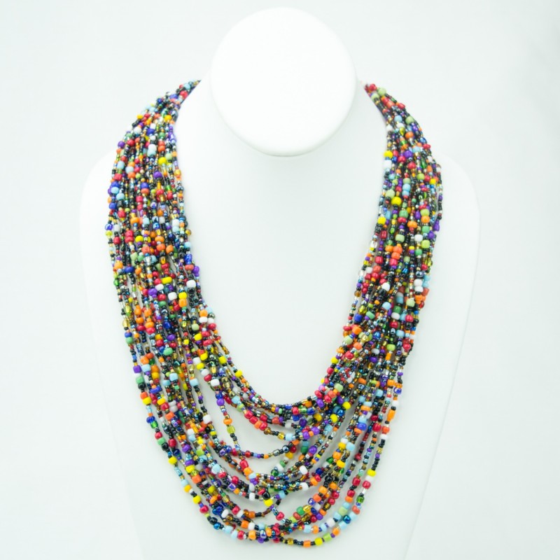 Boho Style Layers Wood Beads Necklace Women Multicolor - Temu